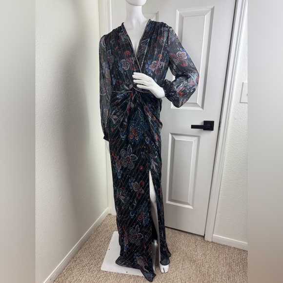 Veronica Beard Kaira Metallic Floral Silk Maxi Dress Size 8 NWT - Picture 3 of 14